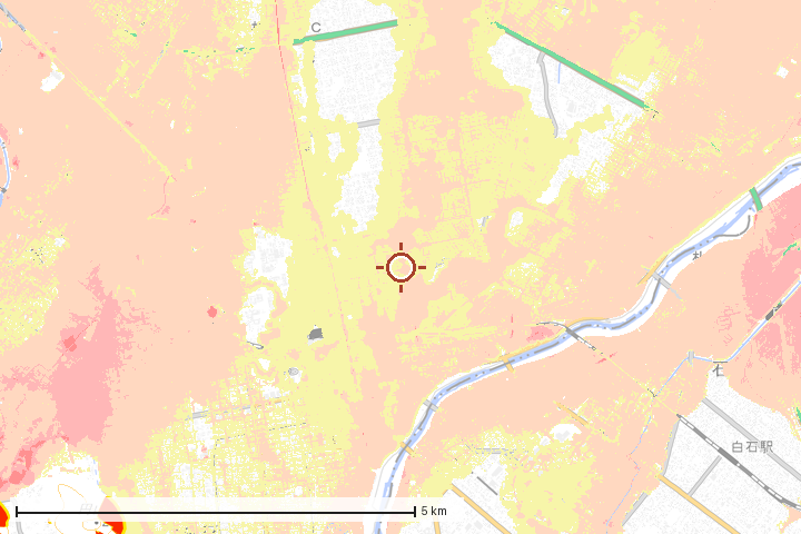 札幌市東区周辺のハザード重ね図
