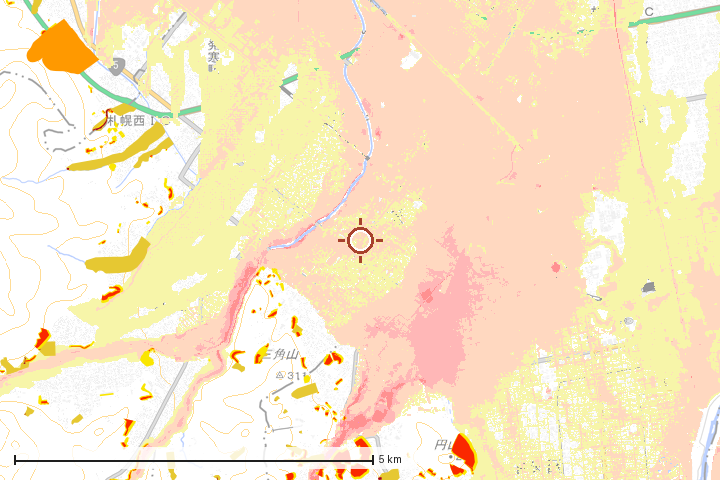 札幌市西区周辺のハザード重ね図