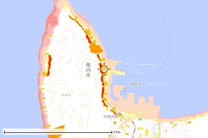 稚内市周辺のハザード重ね図