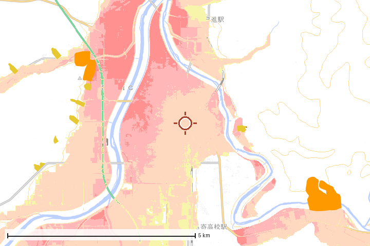 名寄市周辺のハザード重ね図
