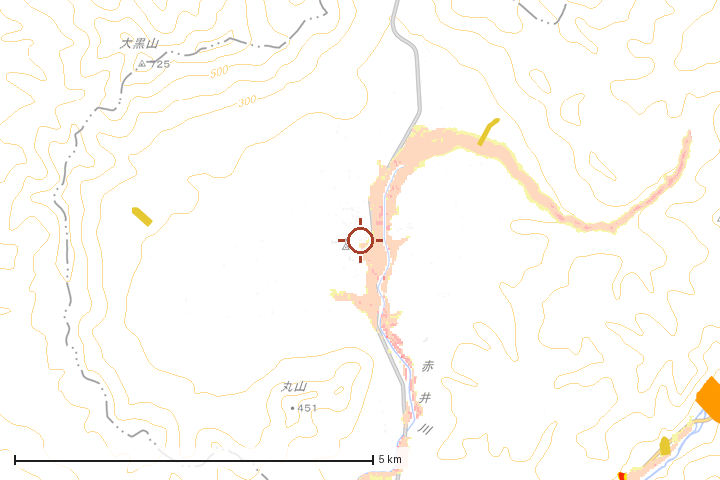 赤井川村周辺のハザード重ね図