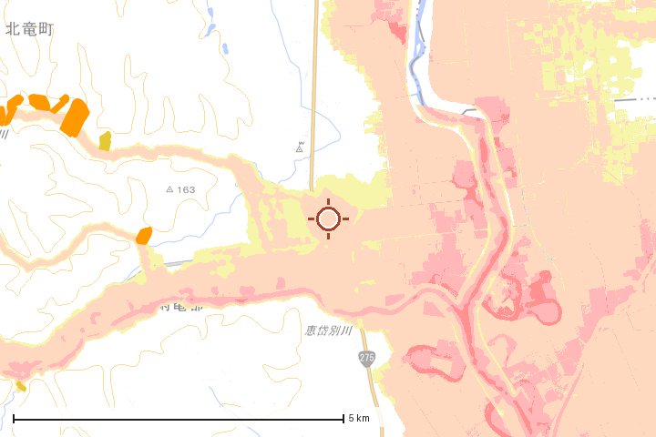 北竜町周辺のハザード重ね図