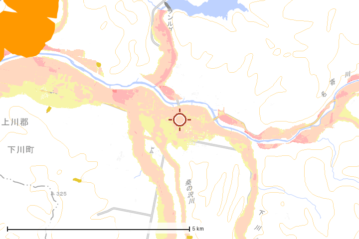 下川町周辺のハザード重ね図