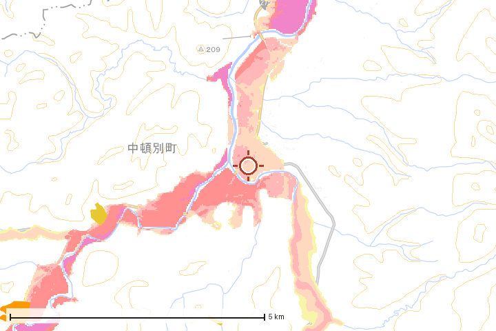 中頓別町周辺のハザード重ね図