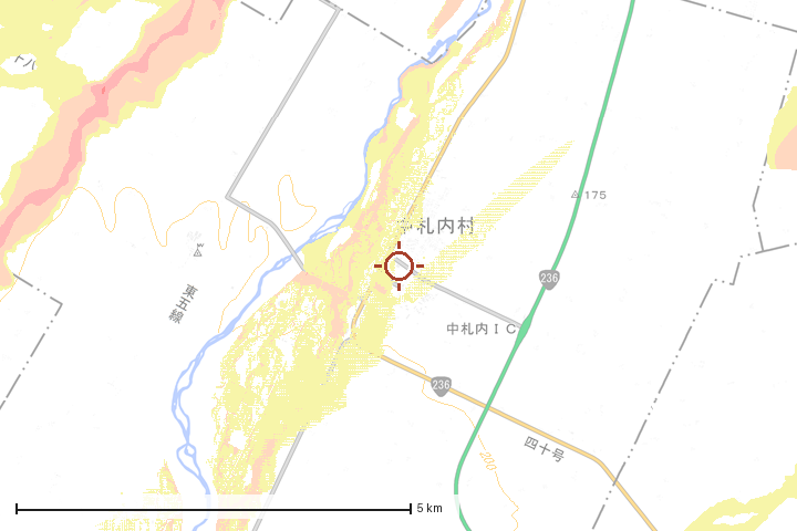 中札内村周辺のハザード重ね図