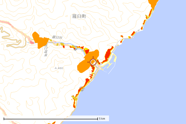 羅臼町周辺のハザード重ね図