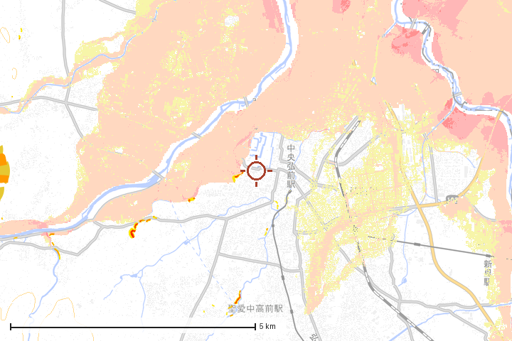 弘前市周辺のハザード重ね図
