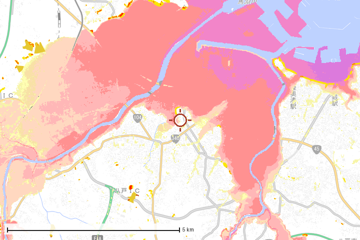八戸市周辺のハザード重ね図