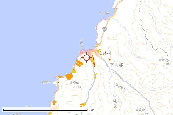 佐井村周辺のハザード重ね図