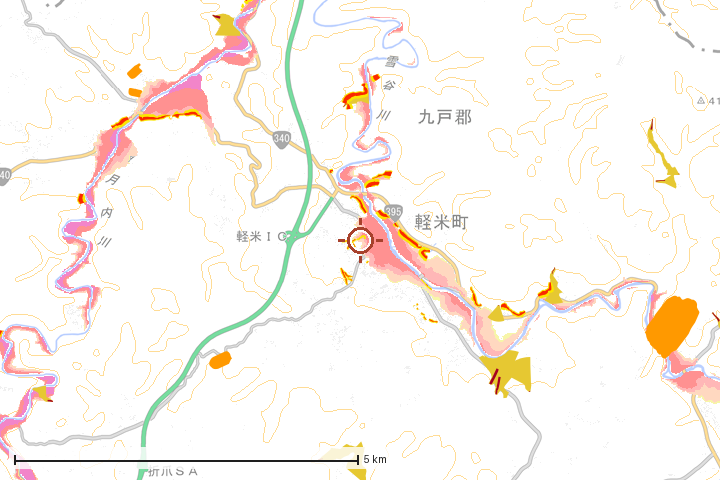 軽米町周辺のハザード重ね図