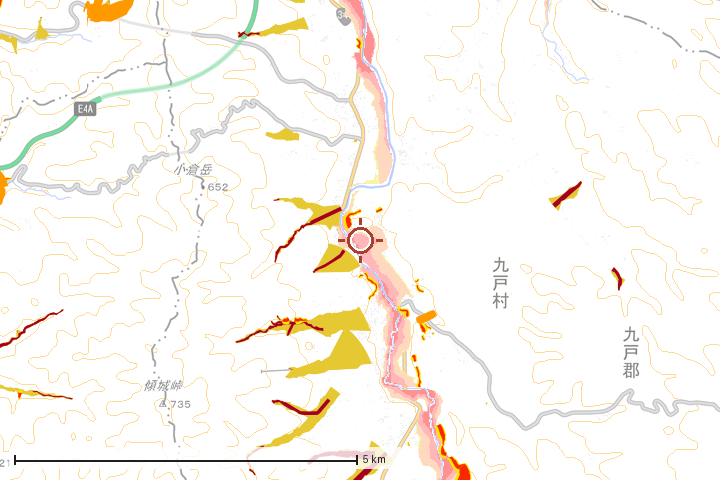 九戸村周辺のハザード重ね図