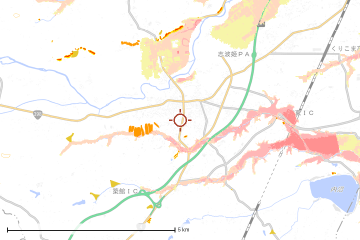 栗原市周辺のハザード重ね図