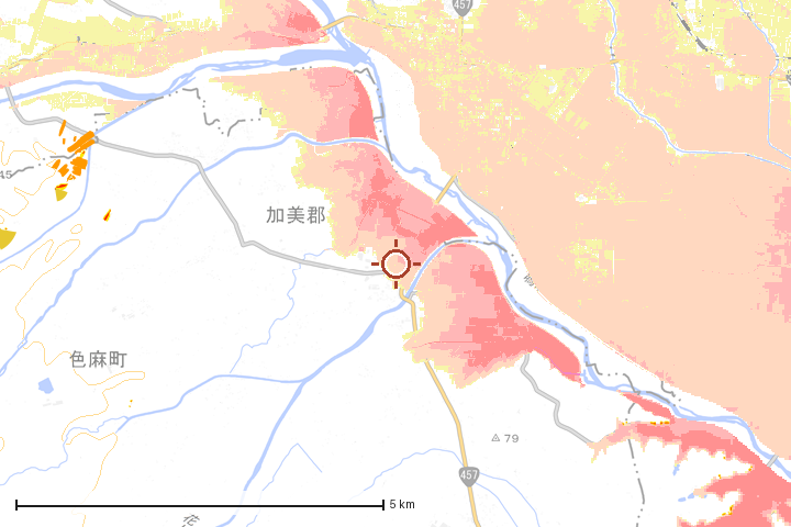 色麻町周辺のハザード重ね図