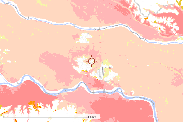 美里町周辺のハザード重ね図