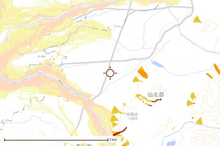 美郷町周辺のハザード重ね図