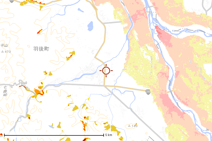 羽後町周辺のハザード重ね図