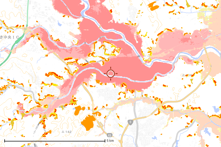 いわき市周辺のハザード重ね図