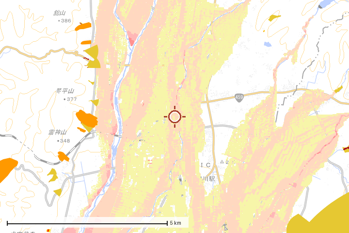喜多方市周辺のハザード重ね図