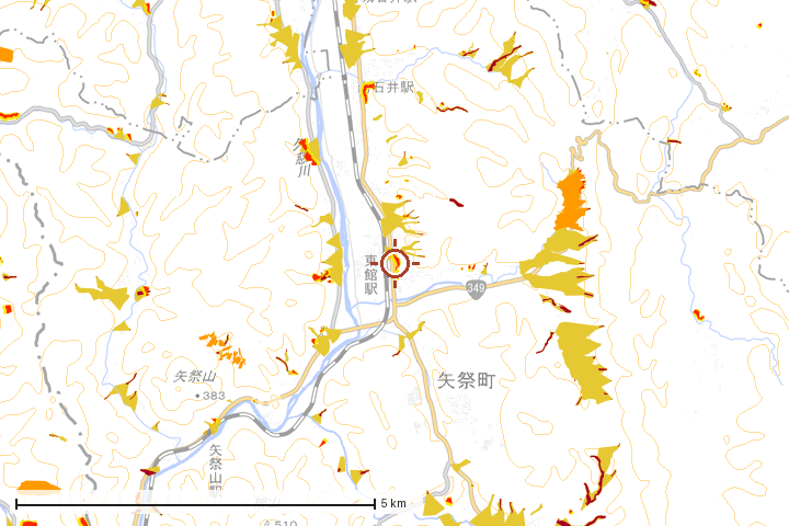 矢祭町周辺のハザード重ね図