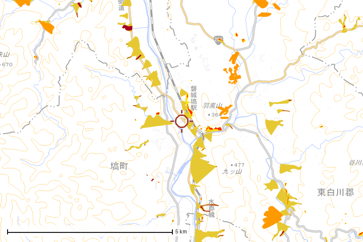 塙町周辺のハザード重ね図