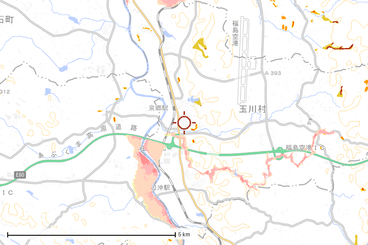 玉川村周辺のハザード重ね図