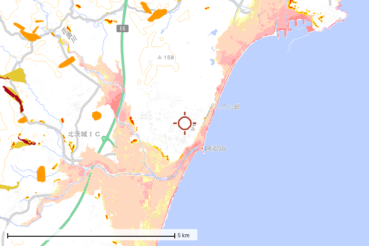北茨城市周辺のハザード重ね図