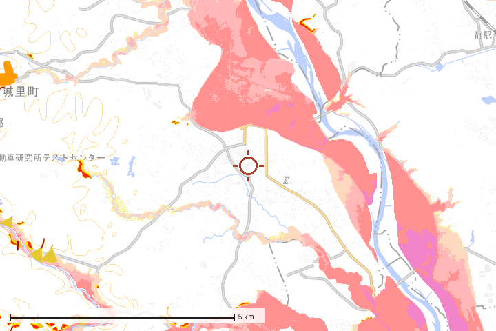 城里町周辺のハザード重ね図