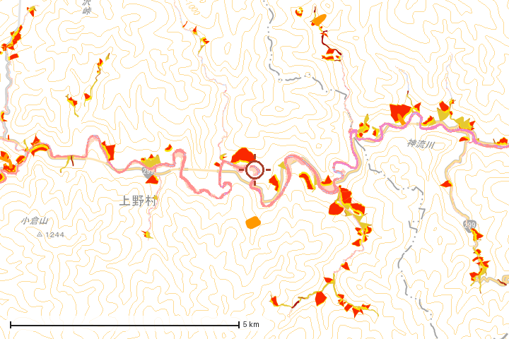 上野村周辺のハザード重ね図