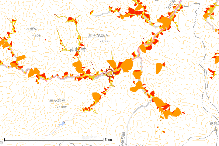 南牧村周辺のハザード重ね図
