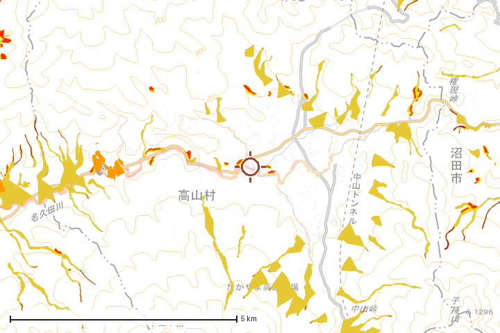 高山村周辺のハザード重ね図
