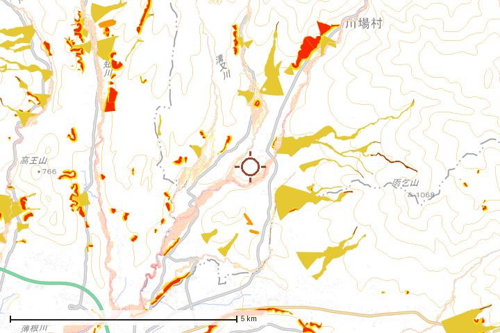 川場村周辺のハザード重ね図