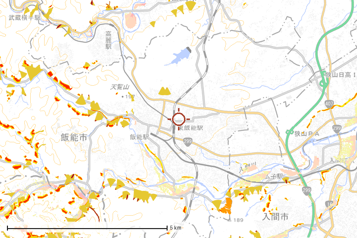 飯能市周辺のハザード重ね図