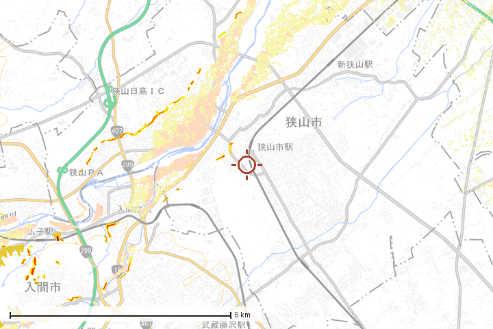 狭山市周辺のハザード重ね図