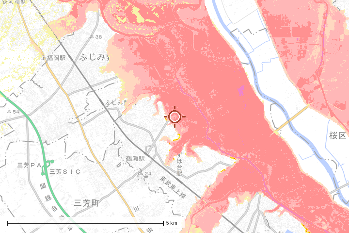 富士見市周辺のハザード重ね図