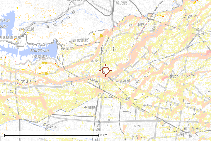 東村山市周辺のハザード重ね図
