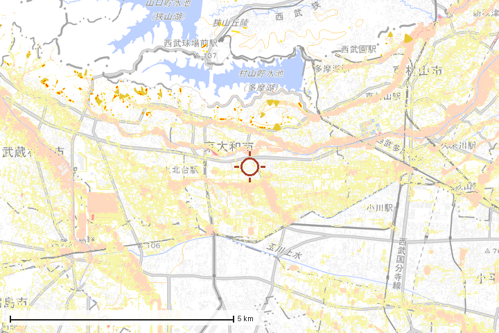 東大和市周辺のハザード重ね図