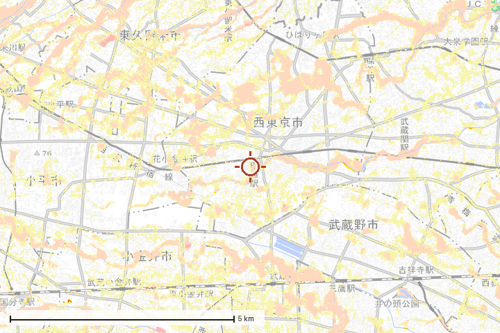 西東京市周辺のハザード重ね図