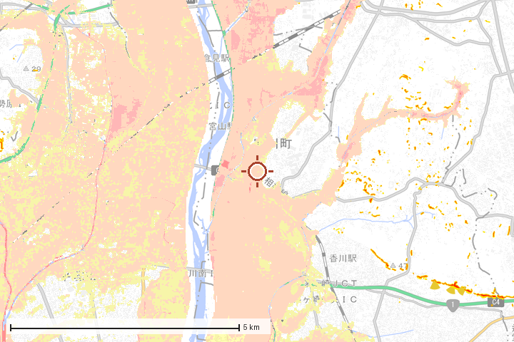 寒川町周辺のハザード重ね図