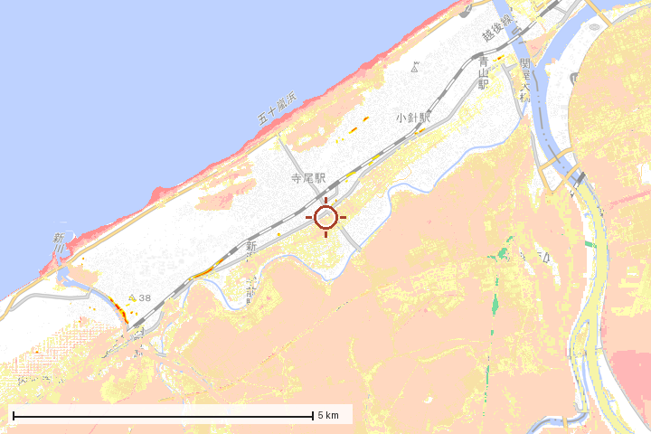 新潟市西区周辺のハザード重ね図