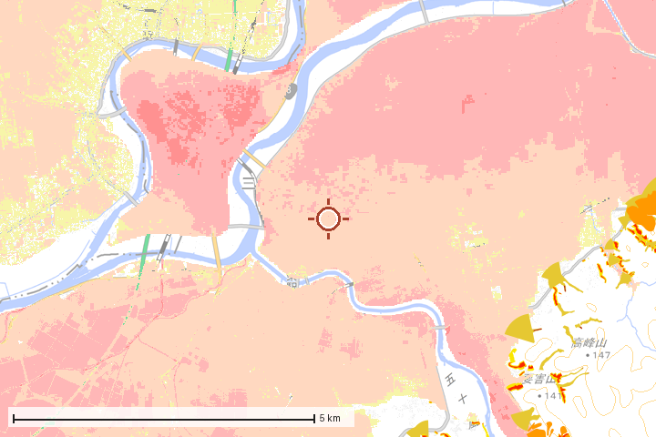 三条市周辺のハザード重ね図