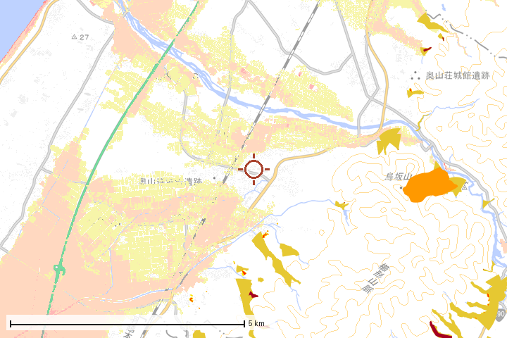 胎内市周辺のハザード重ね図