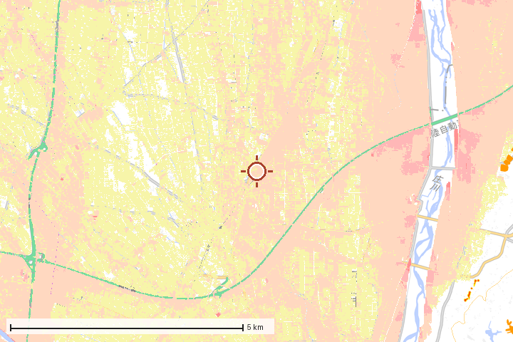 砺波市周辺のハザード重ね図