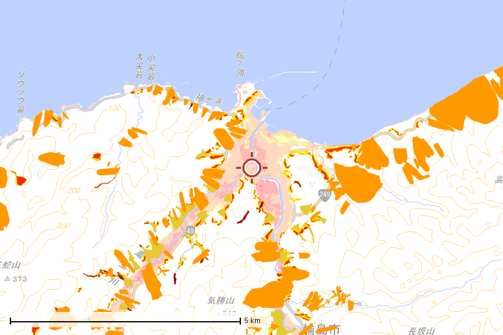 輪島市周辺のハザード重ね図