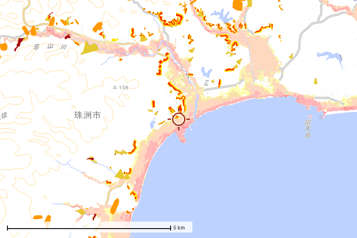 珠洲市周辺のハザード重ね図