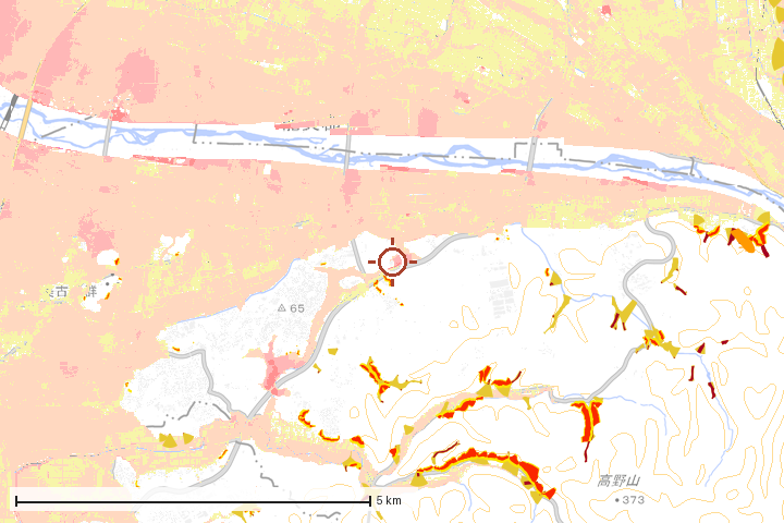 能美市周辺のハザード重ね図