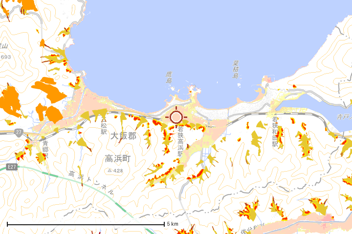 高浜町周辺のハザード重ね図