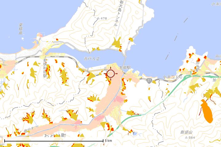 おおい町周辺のハザード重ね図