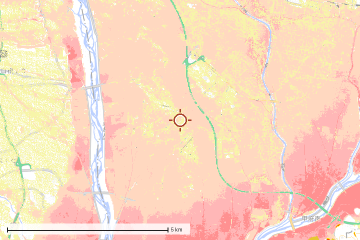 昭和町周辺のハザード重ね図