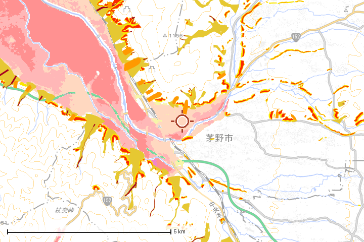 茅野市周辺のハザード重ね図