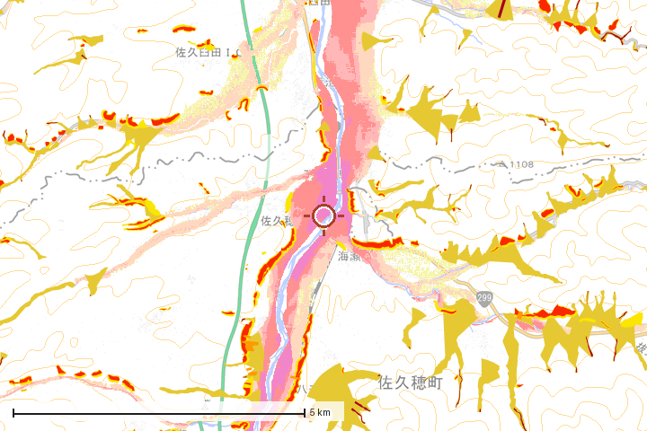 佐久穂町周辺のハザード重ね図